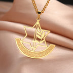 Collier avec pendentif de l'étoile de David et fleur de lis symbolique juive or