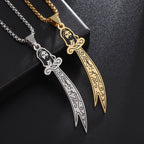 Collier avec pendentif de l'Imam Ali Zulfiqar arabe islam musulman or