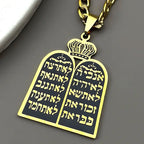 Collier avec pendentif de prières juives les 10 commandements de la Torah or