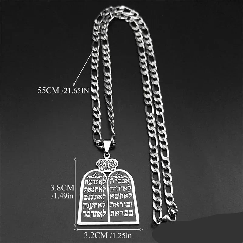 Collier avec pendentif de prières juives les 10 commandements de la Torah