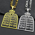 Collier avec pendentif de prières juives les 10 commandements de la Torah or