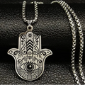 Collier pour homme avec pendentif de protection contre le mauvais œil et main de Fatma arabe oeil