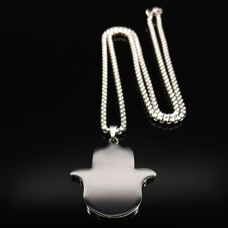 Collier pour homme avec pendentif de protection contre le mauvais œil et main de Fatma arabe