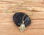 Multicolored evil eye and Hamsa hand protection pendant necklace 