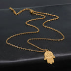 Collier avec pendentif de protection étoile de David et main de Fatma juif or