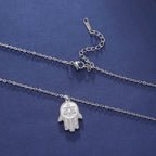Collier avec pendentif de protection étoile de David et main de Fatma juif argent