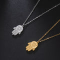 Collier avec pendentif de protection étoile de David et main de Fatma juif or