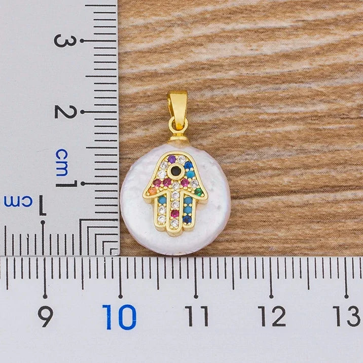 Collier avec pendentif de protection main de Fatma colorée arabe