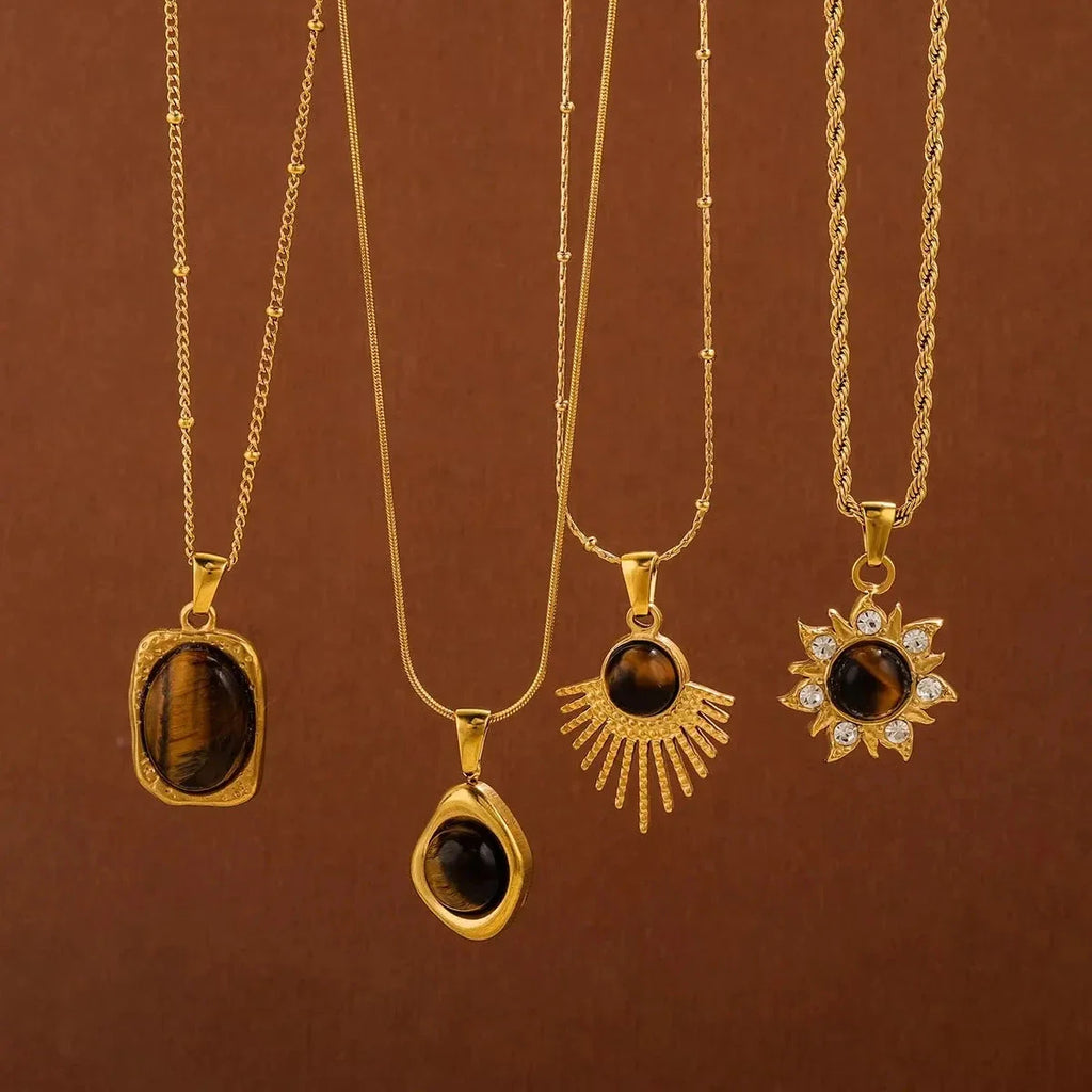 Necklace with Tiger Eye Protection Pendant for Women D