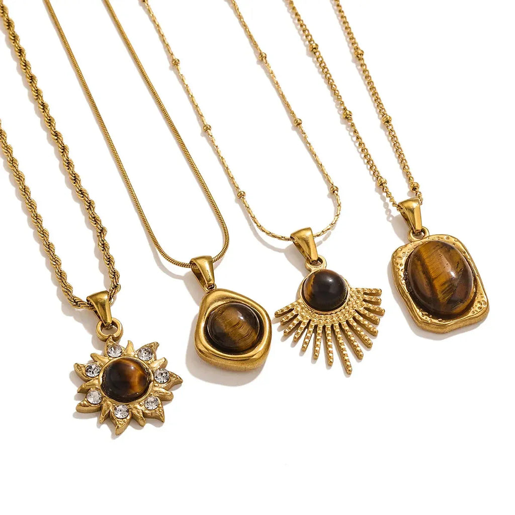 Necklace with Tiger Eye Protection Pendant for Women B