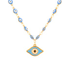 Pearl Necklace with Blue Eye Pendant Style 2
