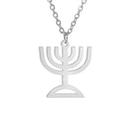 Collier avec pendentif du symbole de l'identité juive Menorah argent