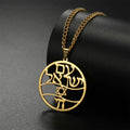 Collier avec pendentif en lettres hébraïques, Chai et l'étoile de David symboles juifs or
