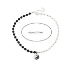 Necklace with Black and White Yin Yang Bead Pendant