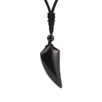 Collier avec Pendentif en Pierre Naturelle Dent de Requin Obsidienne