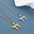 Collier avec pendentif en strass du symbole de vie juive Chai or