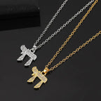 Collier avec pendentif en strass du symbole de vie juive Chai argent