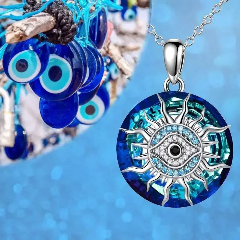 Necklace with Zircon Pendant for Protection Against the Evil Eye