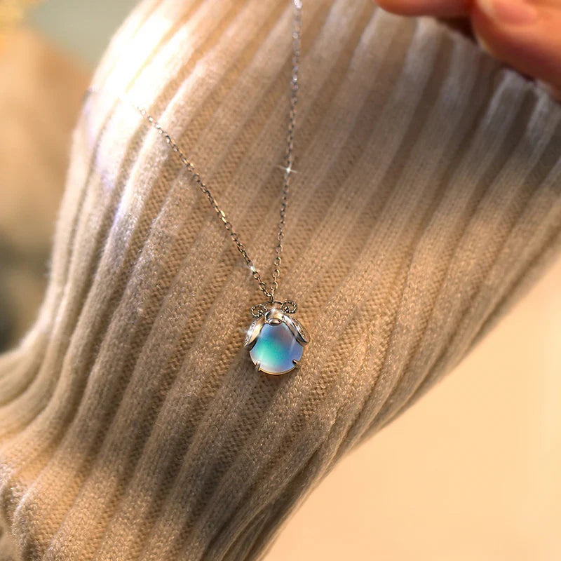 Necklace with Moonstone Zircon Pendant