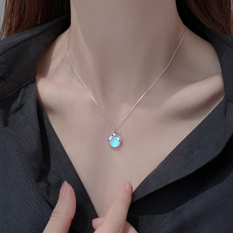 Necklace with Moonstone Zircon Pendant