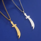Collier avec pendentif épée d'Ali Zulfikar arabe islam musulman or