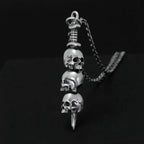 Necklace with Sword Pendant and Skull Heads