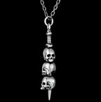 Necklace with Sword Pendant and Skull Heads