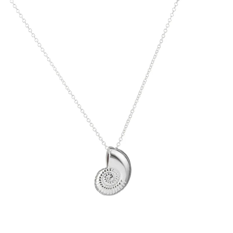 Necklace with Snail Shell Pendant for Men silver