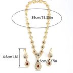Collier avec pendentif et boucles d'oreilles pendantes traditionnels mariage arabe
