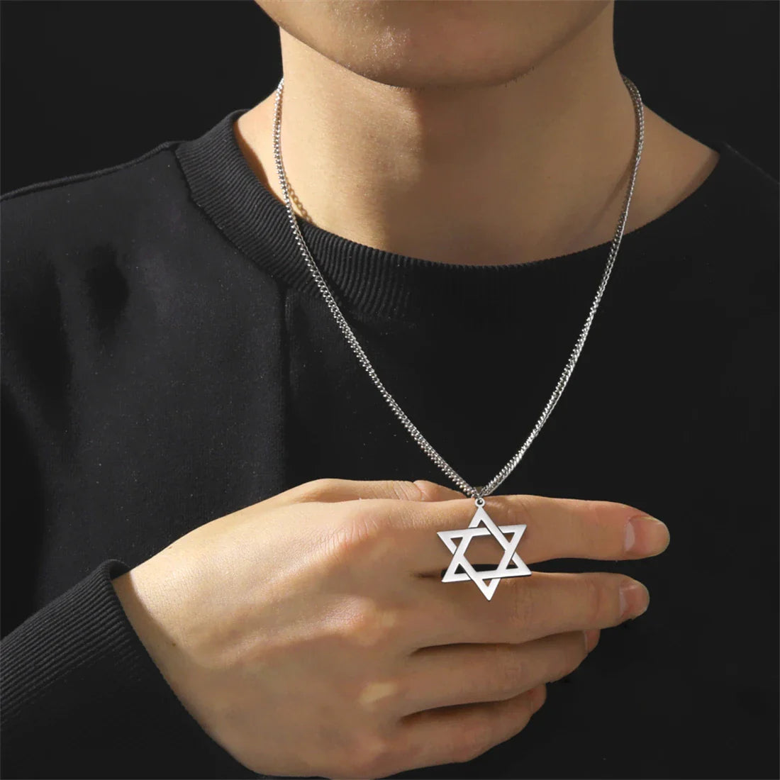 Necklace with Silver Star of David Pendant