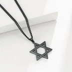Necklace with Black Star of David Pendant