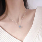 Necklace with Moonstone Star Pendant and Zircon for Women silver