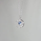 Necklace with Moonstone Star Pendant and Zircon for Women silver