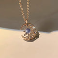 Necklace with Moonstone Star Pendant and Zircon for Women gold
