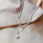 Necklace with Silver White Pearl Pendant