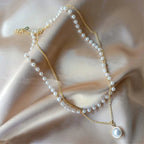 Necklace with Gold White Pearl Pendant