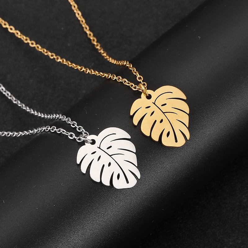 Collier avec Pendentif Feuille de Palmier argent