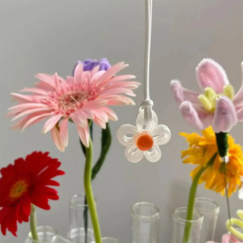 Necklace with Colored Flower Pendant