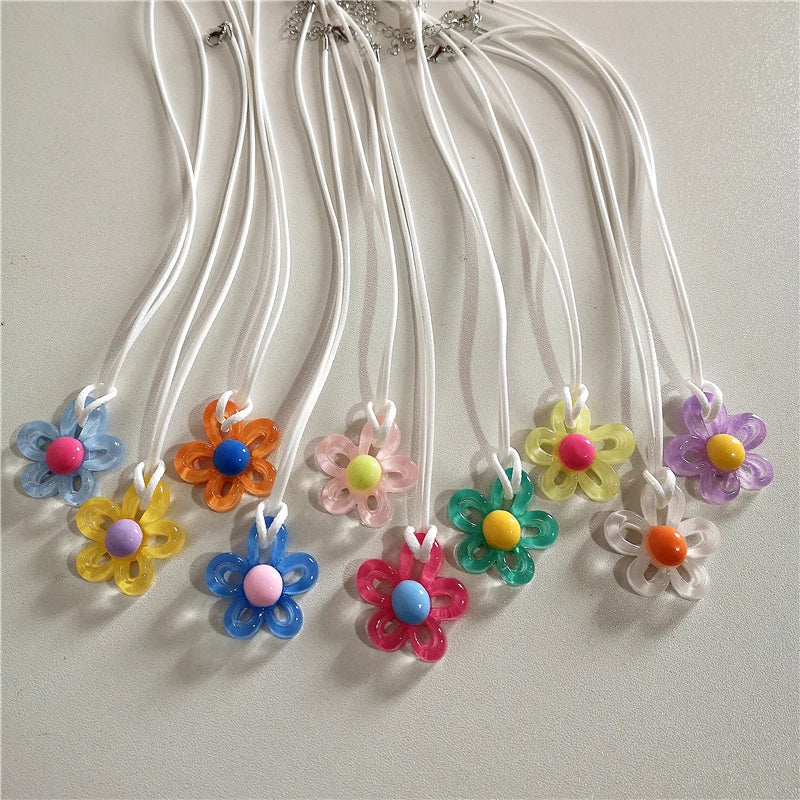 Necklace with Colored Flower Pendant
