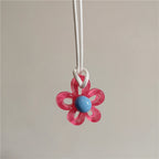 Necklace with Red Colored Flower Pendant