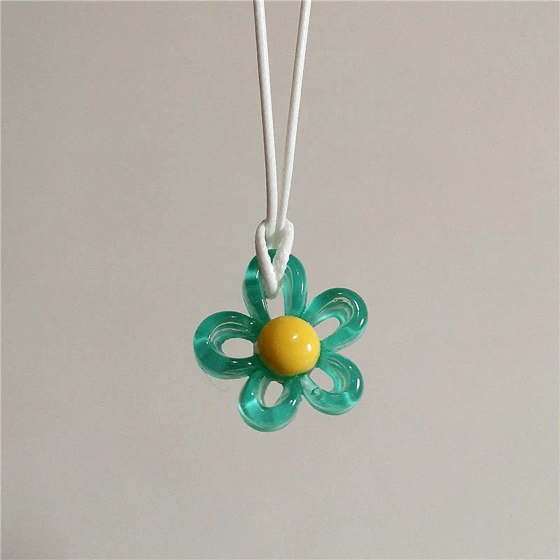 Necklace with Colored Flower Pendant
