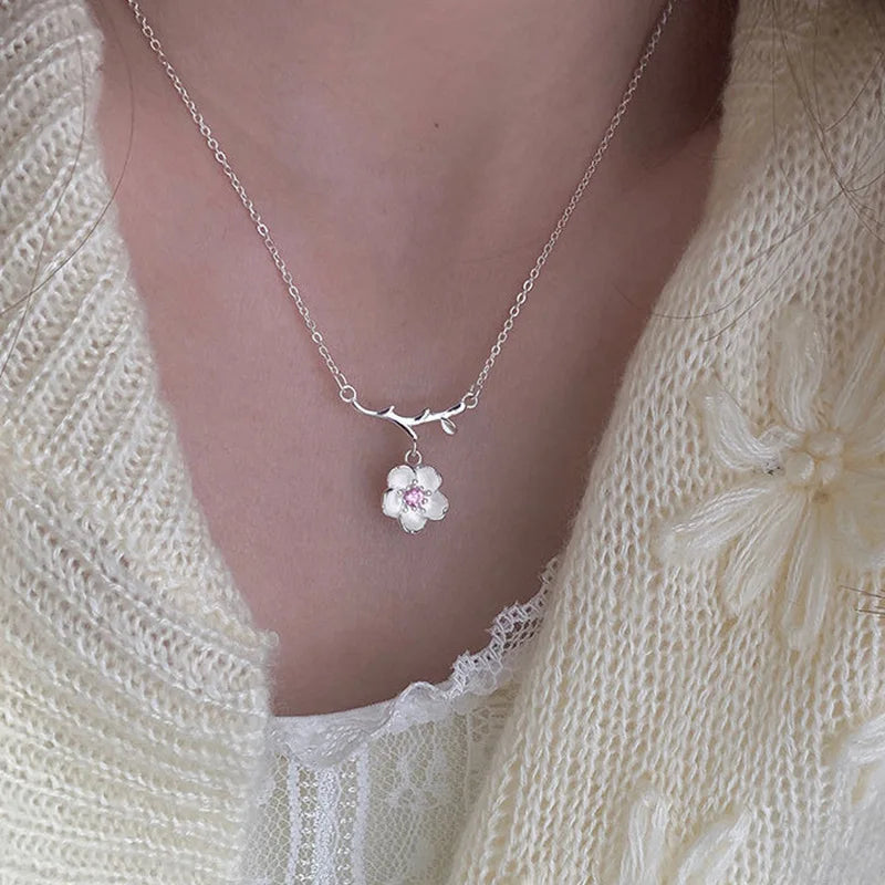 Necklace with Cherry Blossom Pendant