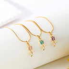 Collier avec Pendentif Fleur de Tulipe en Zircon rose