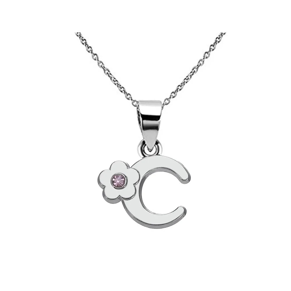 Collier avec pendentif initiale et fleur c