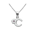 Collier avec pendentif initiale et fleur c