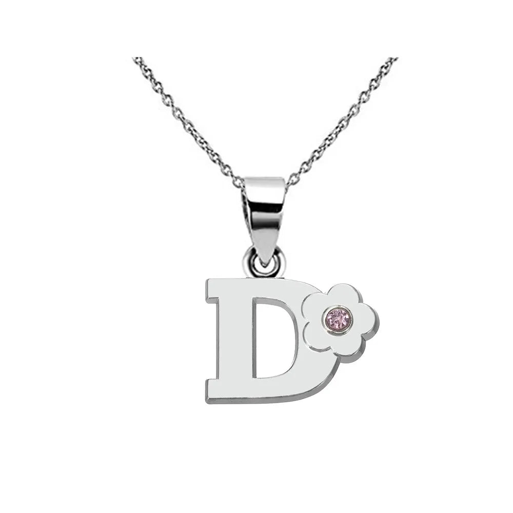 Collier avec pendentif initiale et fleur d