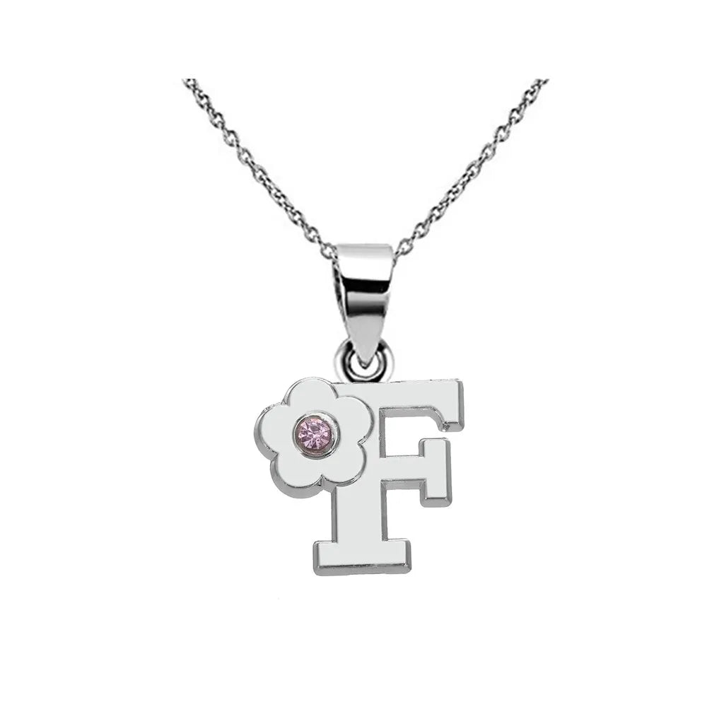Collier avec pendentif initiale et fleur f