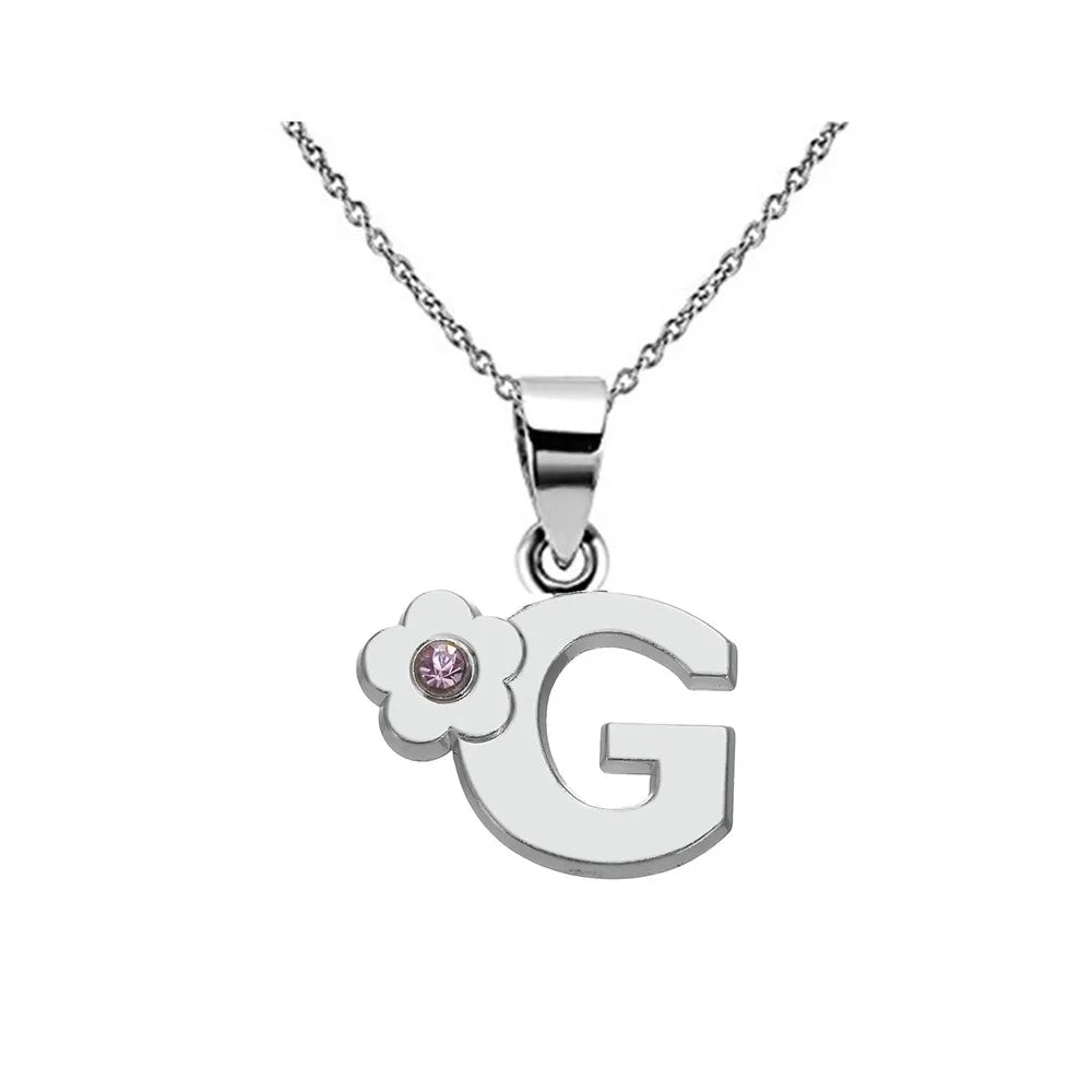 Collier avec pendentif initiale et fleur g