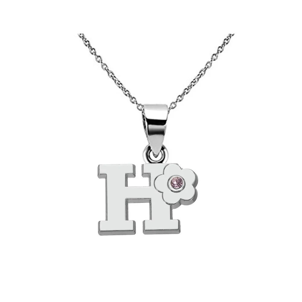 Collier avec pendentif initiale et fleur h
