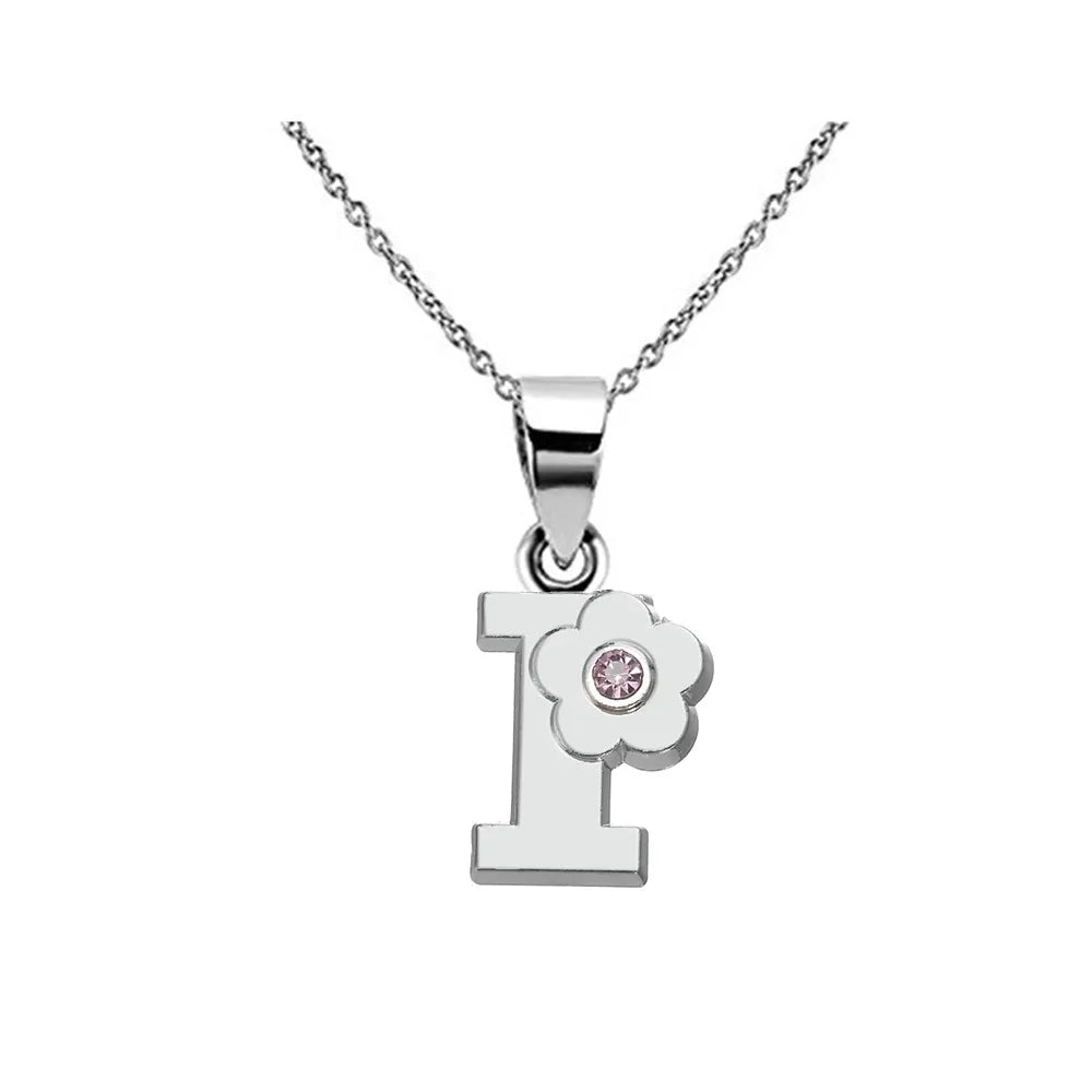 Collier avec pendentif initiale et fleur i